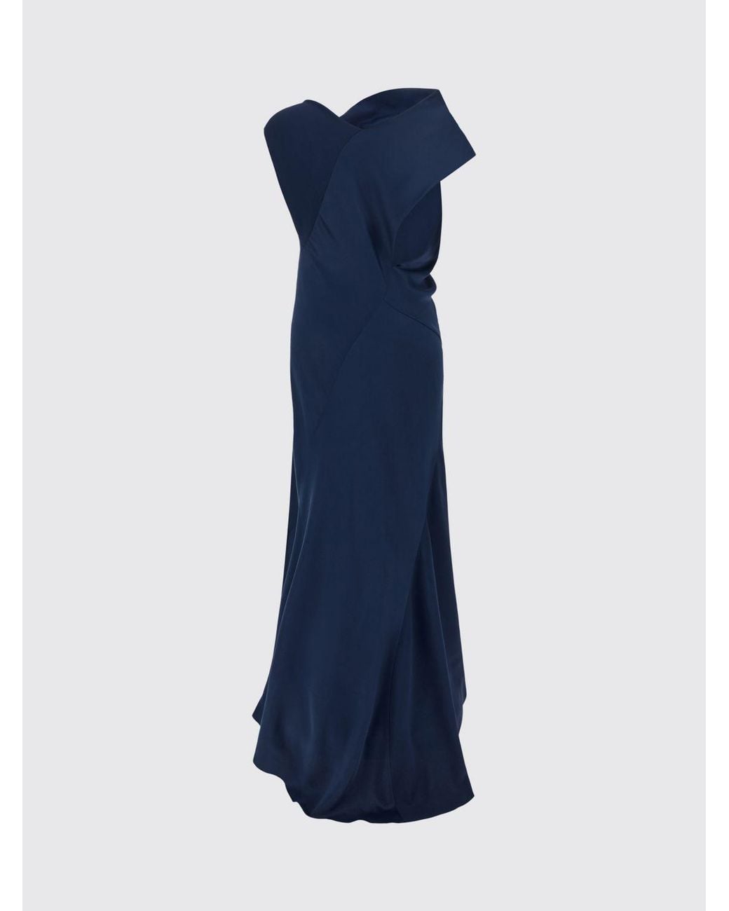 Alberta Ferretti Blue Long Satin Slip Dress For Ceremonies And Events