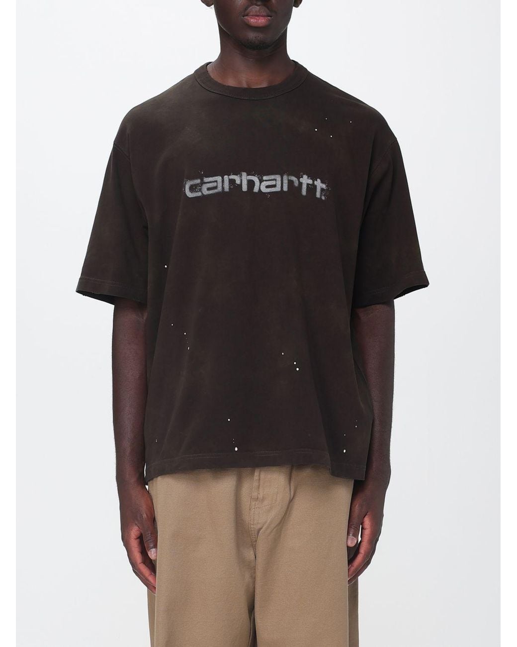 Carhartt Black Printed Logo Organic Cotton Crewneck T-Shirt for men