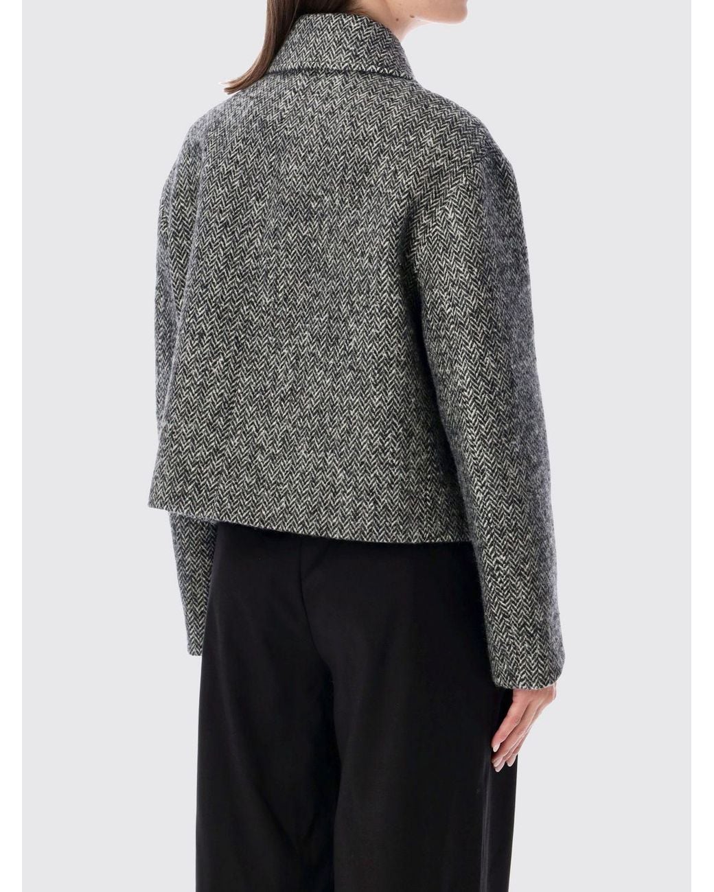 Valentino Garavani Gray Single-Breasted Cropped Coat