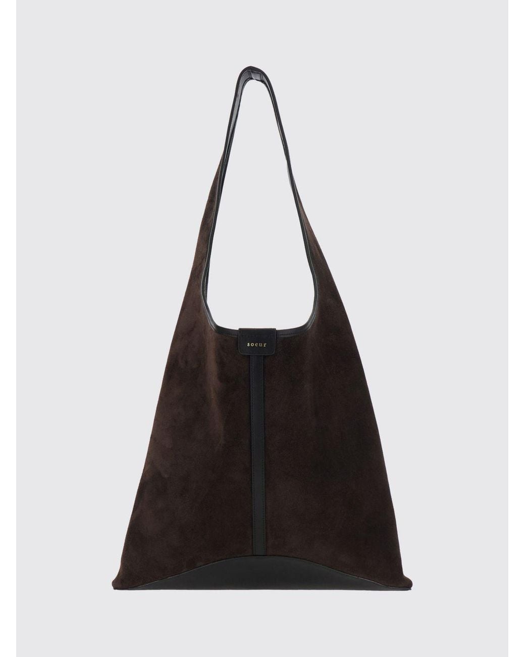 Soeur Black Delice Suede Shoulder Bag With Flat Handle