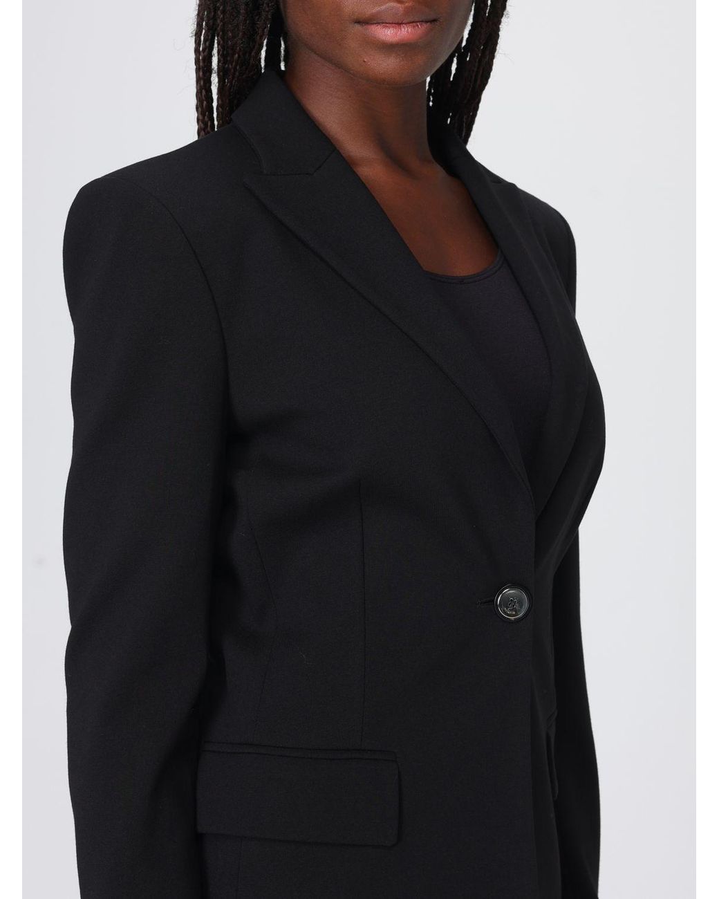 Pinko Blue Single-Breasted Slim Fit Crêpe Blazer With One-Button Closure