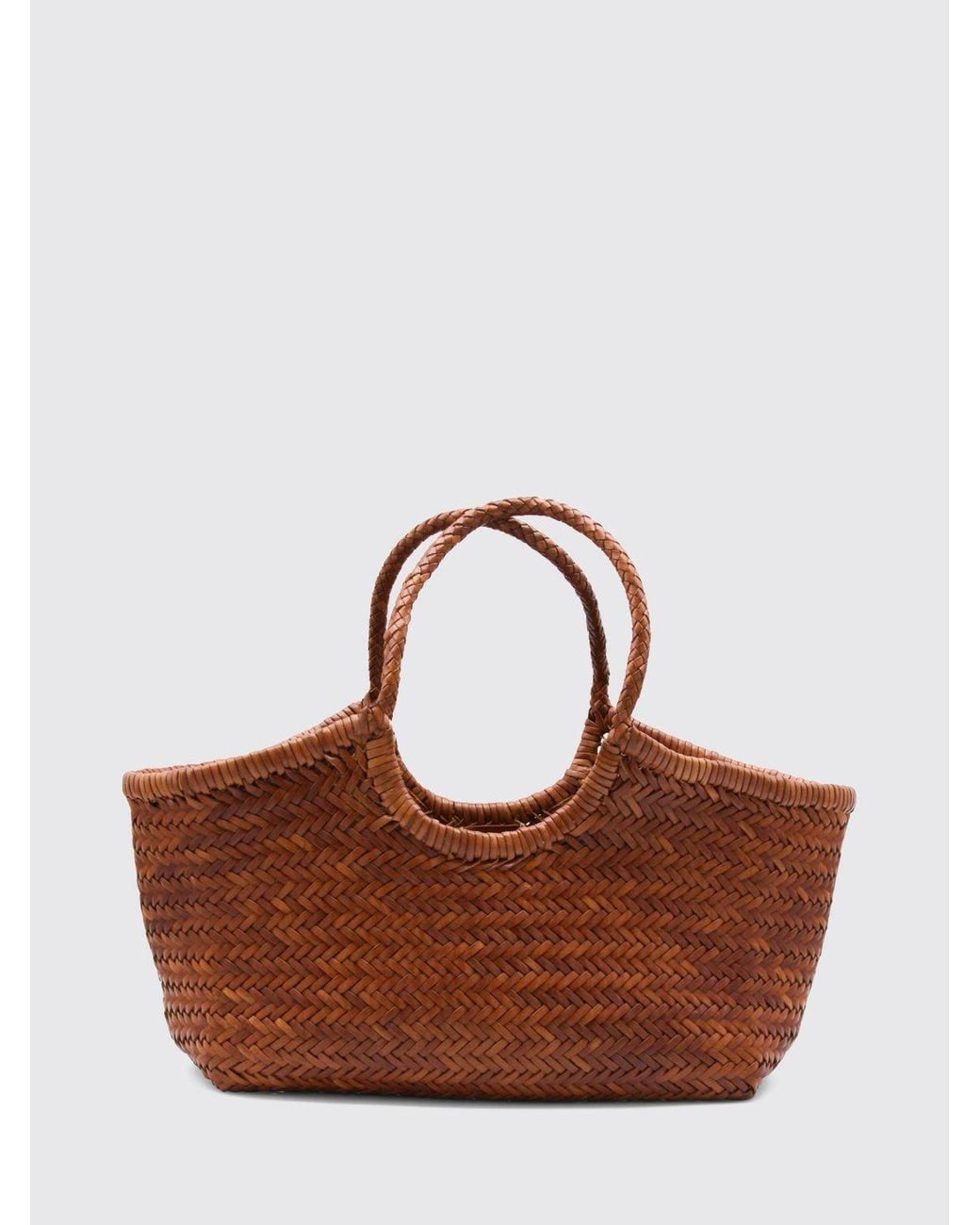 Dragon Diffusion Brown Nantucket Woven Shoulder Bag With Braided Handles