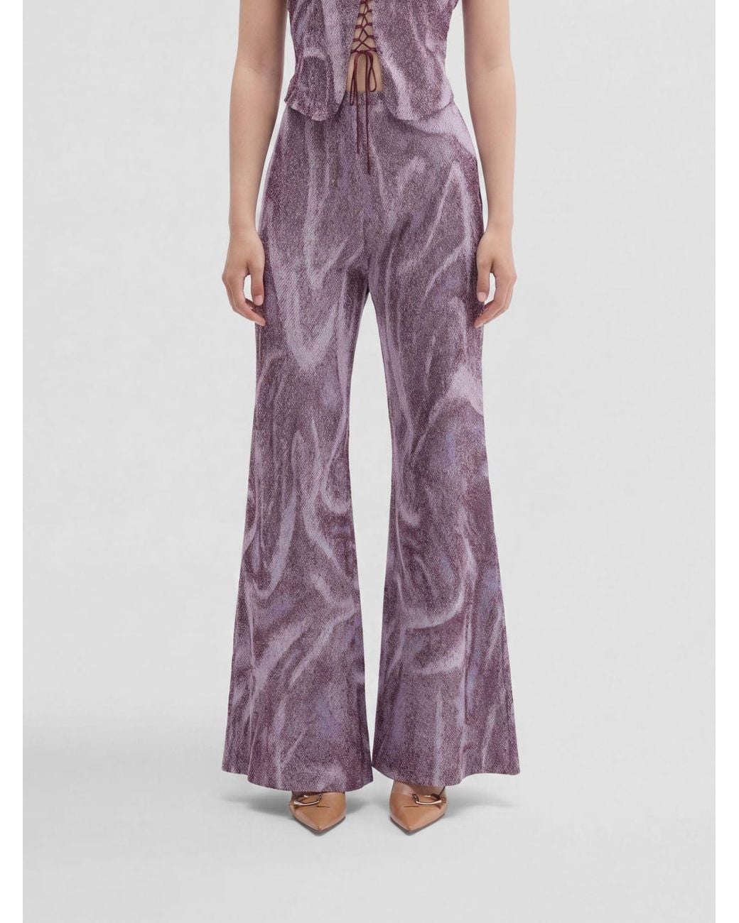 MACCAPANI Purple Easy Printed Flared Trousers