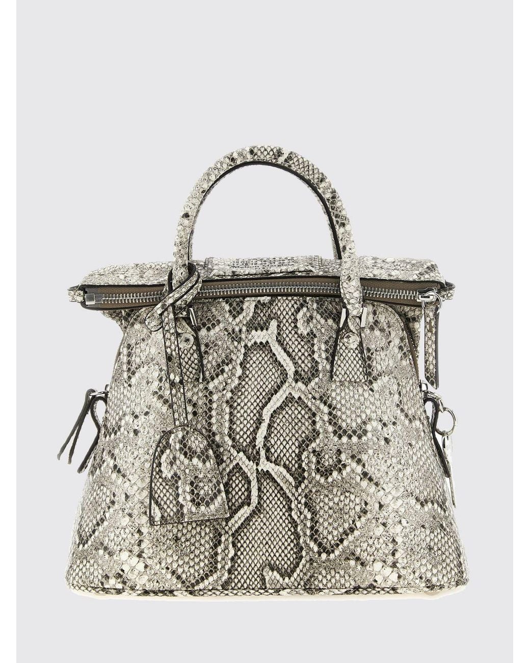 Maison Margiela Metallic 5Ac Mini Python-Effect Leather Handbag With Charm