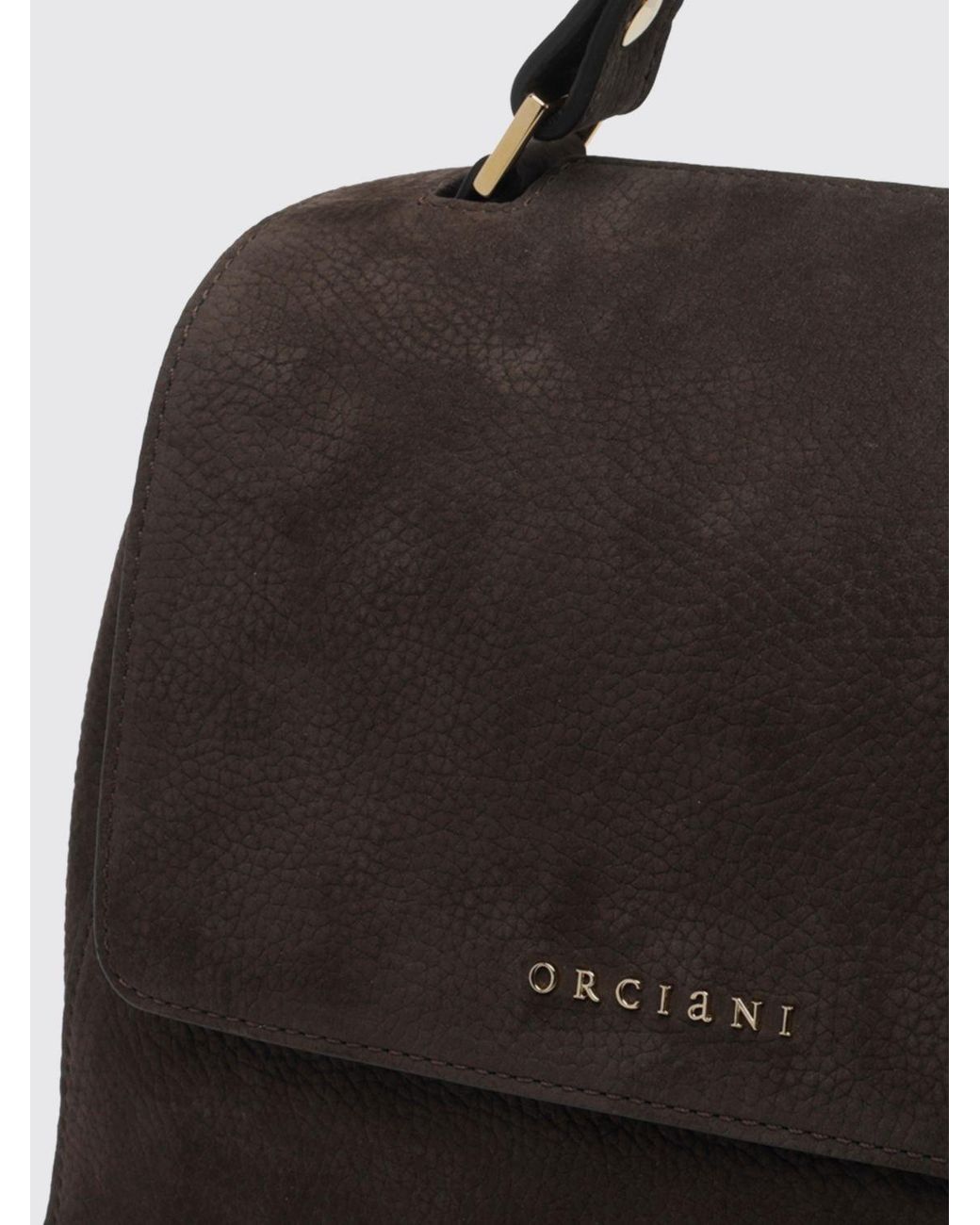 Orciani Black Sveva Hammered Leather Handbag With Removable Shoulder Strap