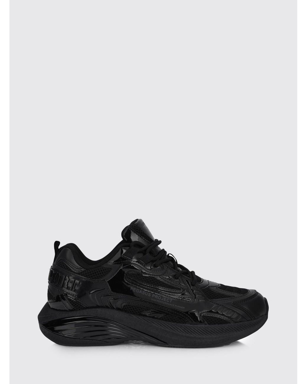 Philipp Plein Black Pegasus Project Mesh And Patent Leather Sneakers for men