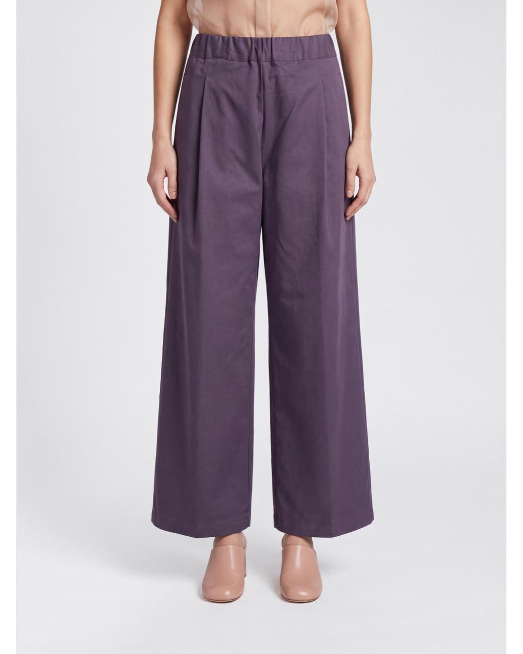 Semicouture Purple High-Waisted Wide-Leg Trousers
