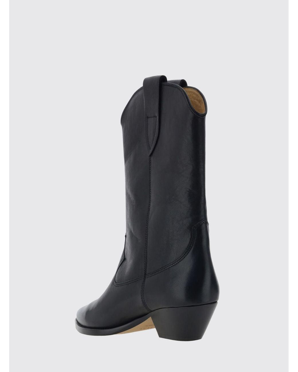 Isabel Marant Black Duerto Smooth Leather Western Boots With Almond Toe And Double Pull Tabs