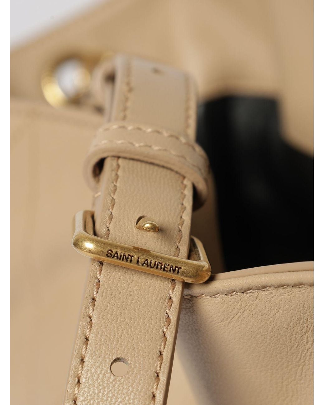 Saint Laurent Natural Jamie Small Quilted Lambskin Bucket Bag
