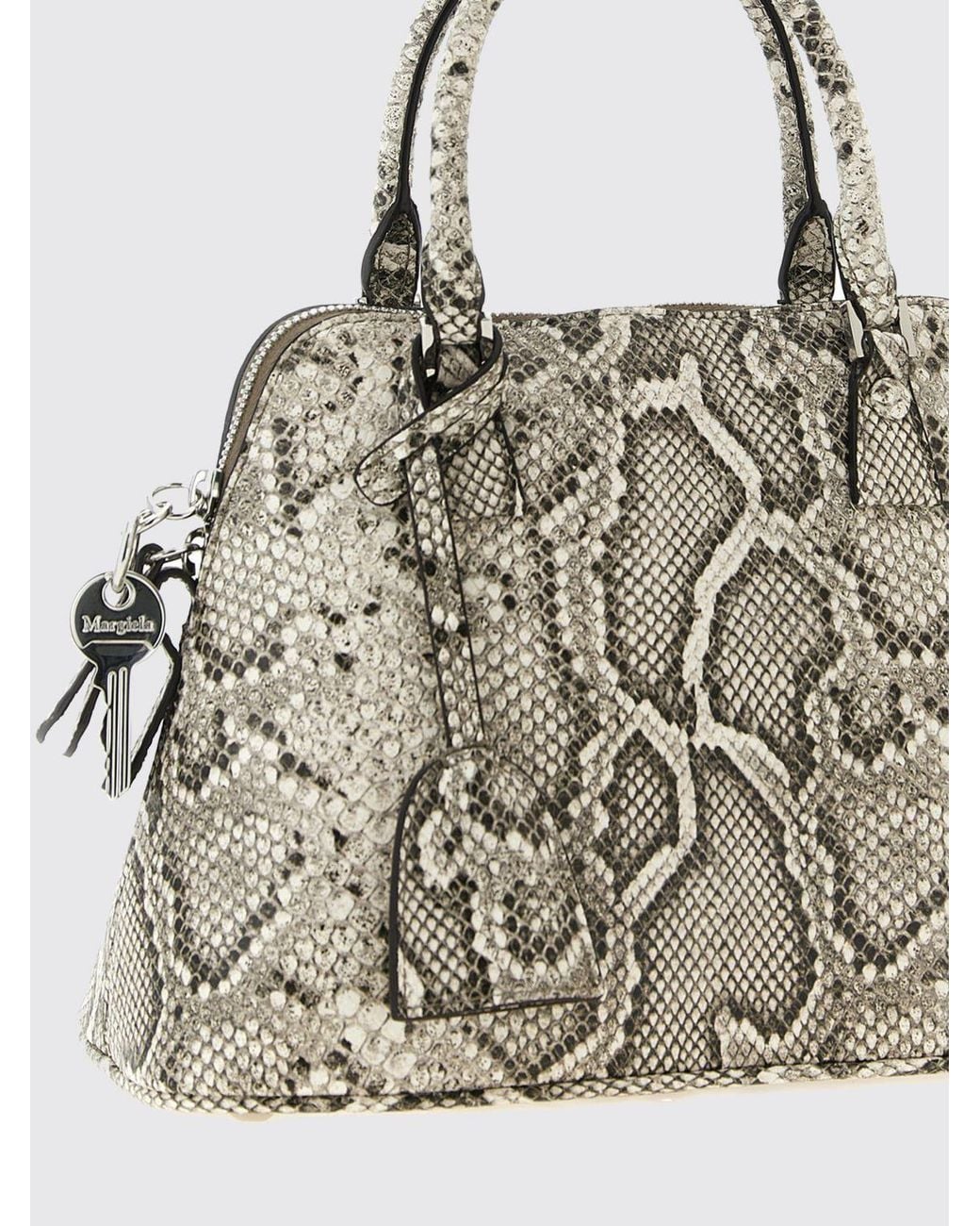 Maison Margiela Metallic 5Ac Mini Python-Effect Leather Handbag With Charm