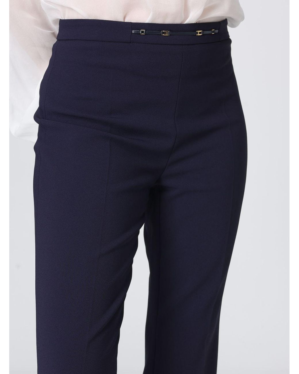Elisabetta Franchi Blue Slim-Fit Cropped Crêpe Trousers