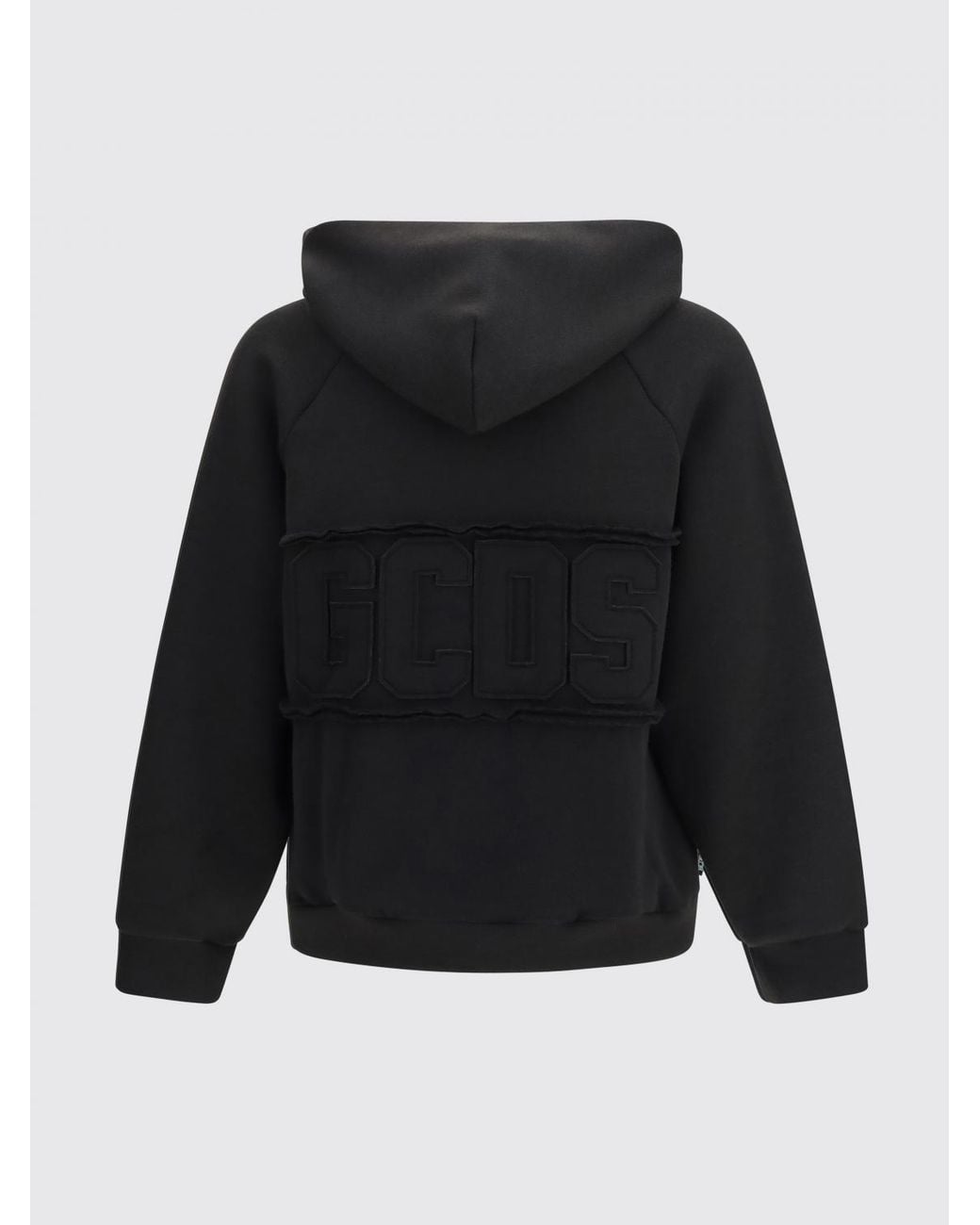 Gcds Black Cotton Zip-Up Hoodie With Contrast Logo for men