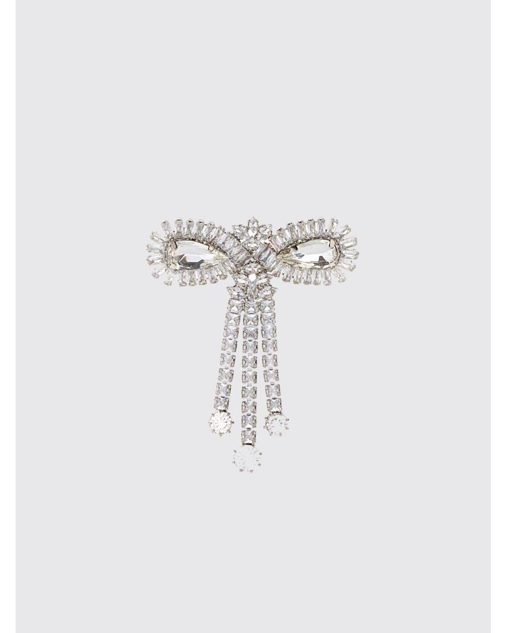Alessandra Rich Metallic Rigid Metal Brooch With Crystal Embellishment