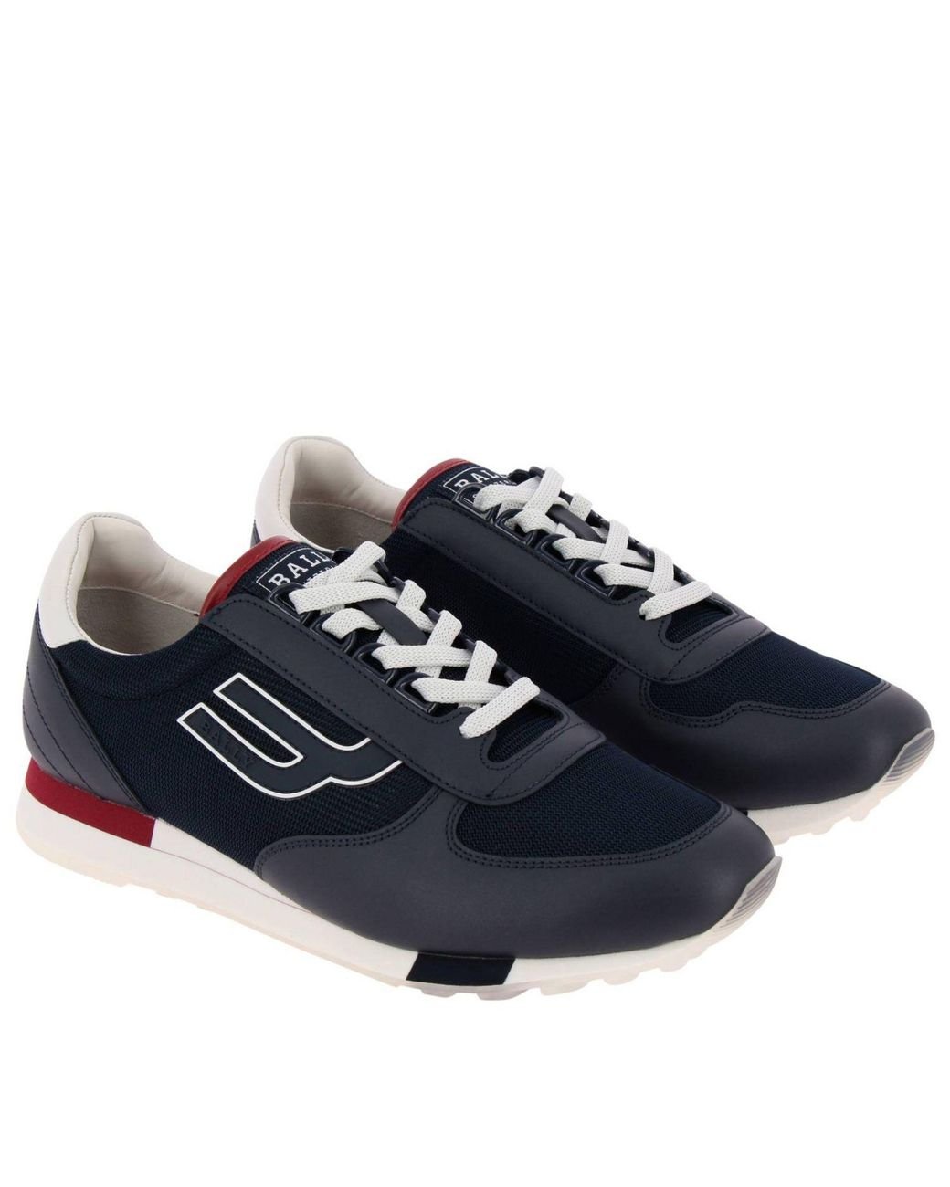 Navy blue bally sneakers deals