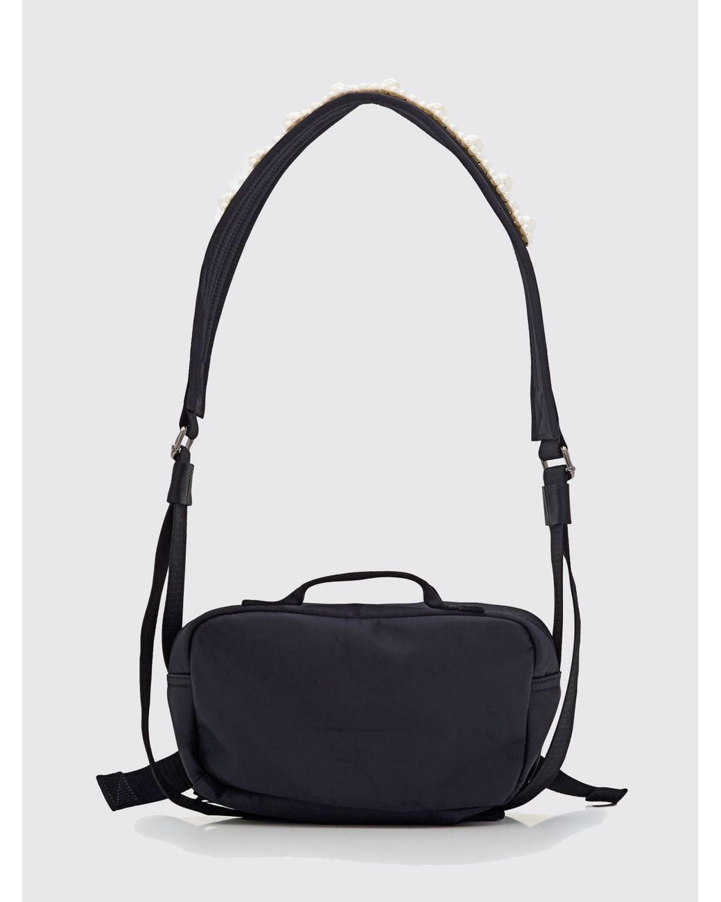 Simone Rocha White The Bow Polyester Shoulder Bag With Pearls