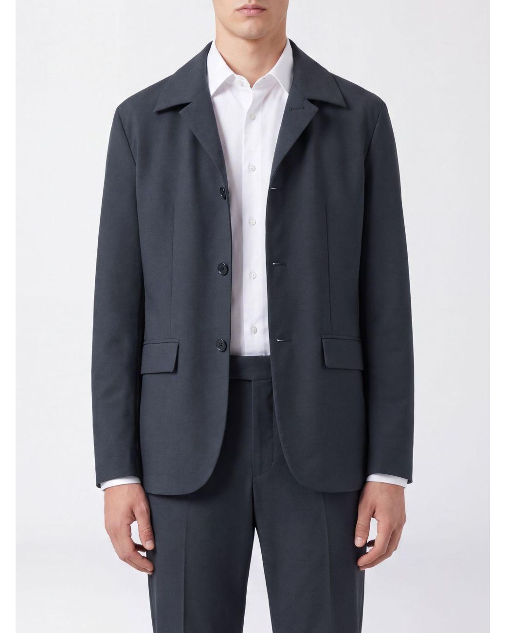 Herno Blue Single-Breasted Blazer With A Classic Design And Cuban Collar for men