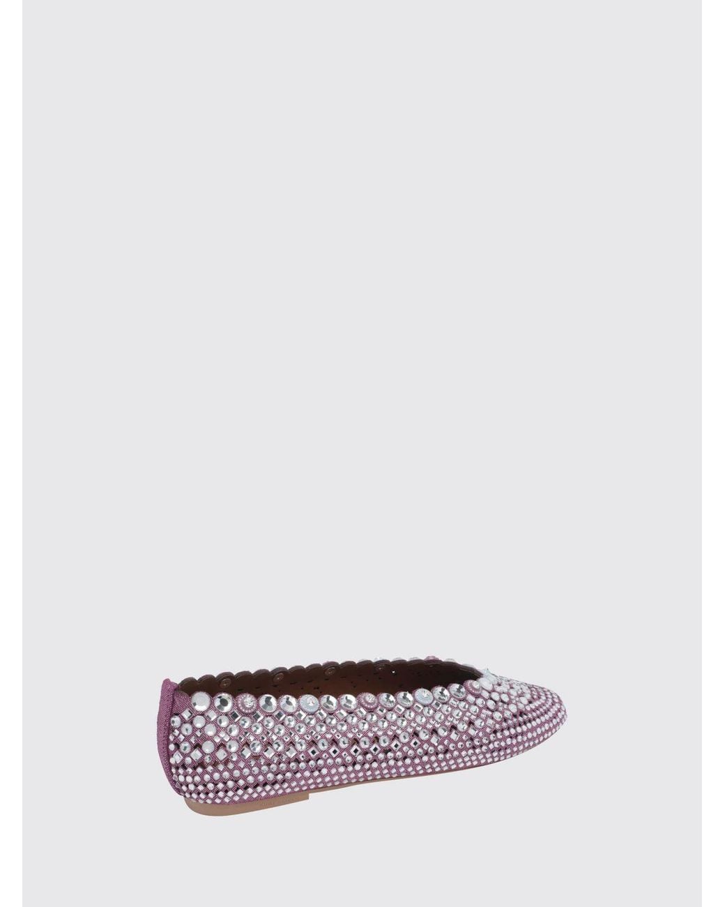 Kurt Geiger Purple Crystal-Embroidered Leather Ballet Flats
