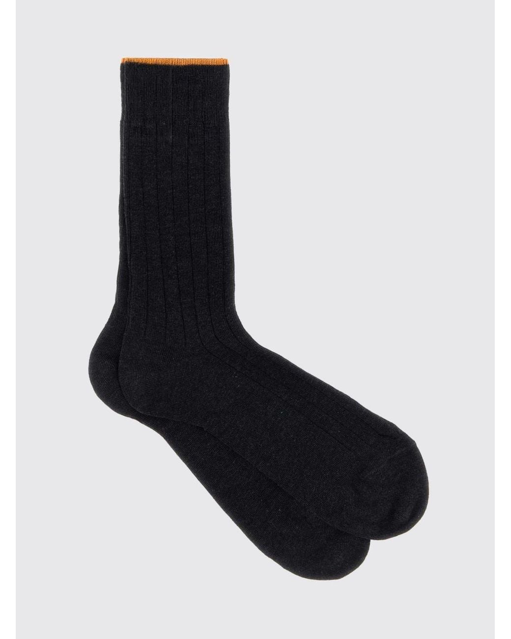 Gallo Black Ribbed Crew Socks for men