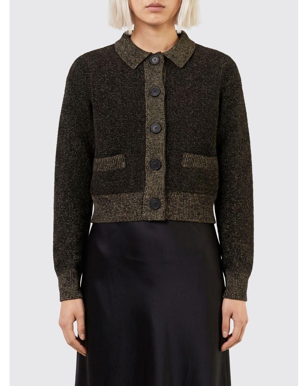 Marni Black Long-Sleeved Wool-Blend Polo-Style Cardigan