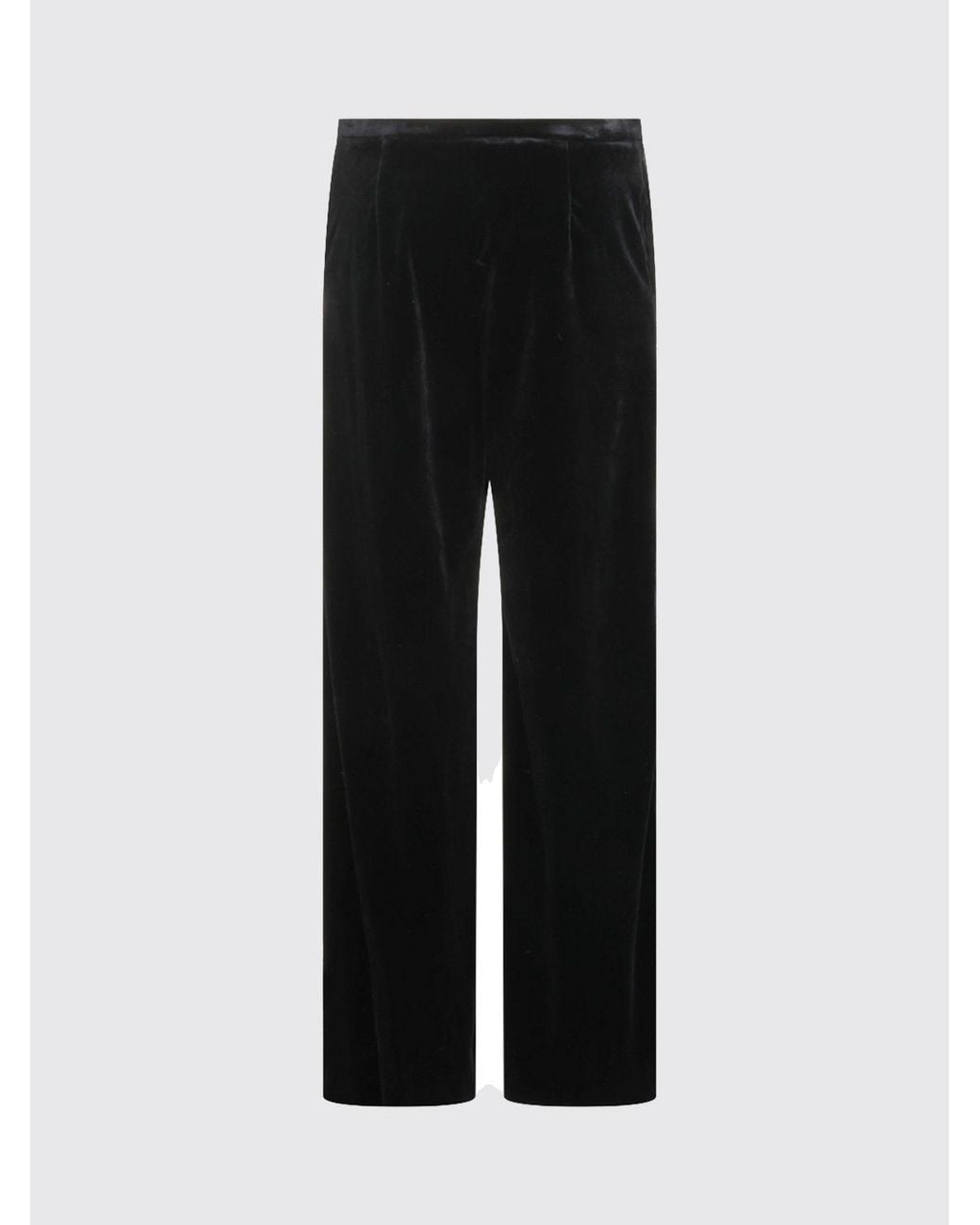 Alberta Ferretti Black Straight-Leg Velvet Mid-Rise Trousers