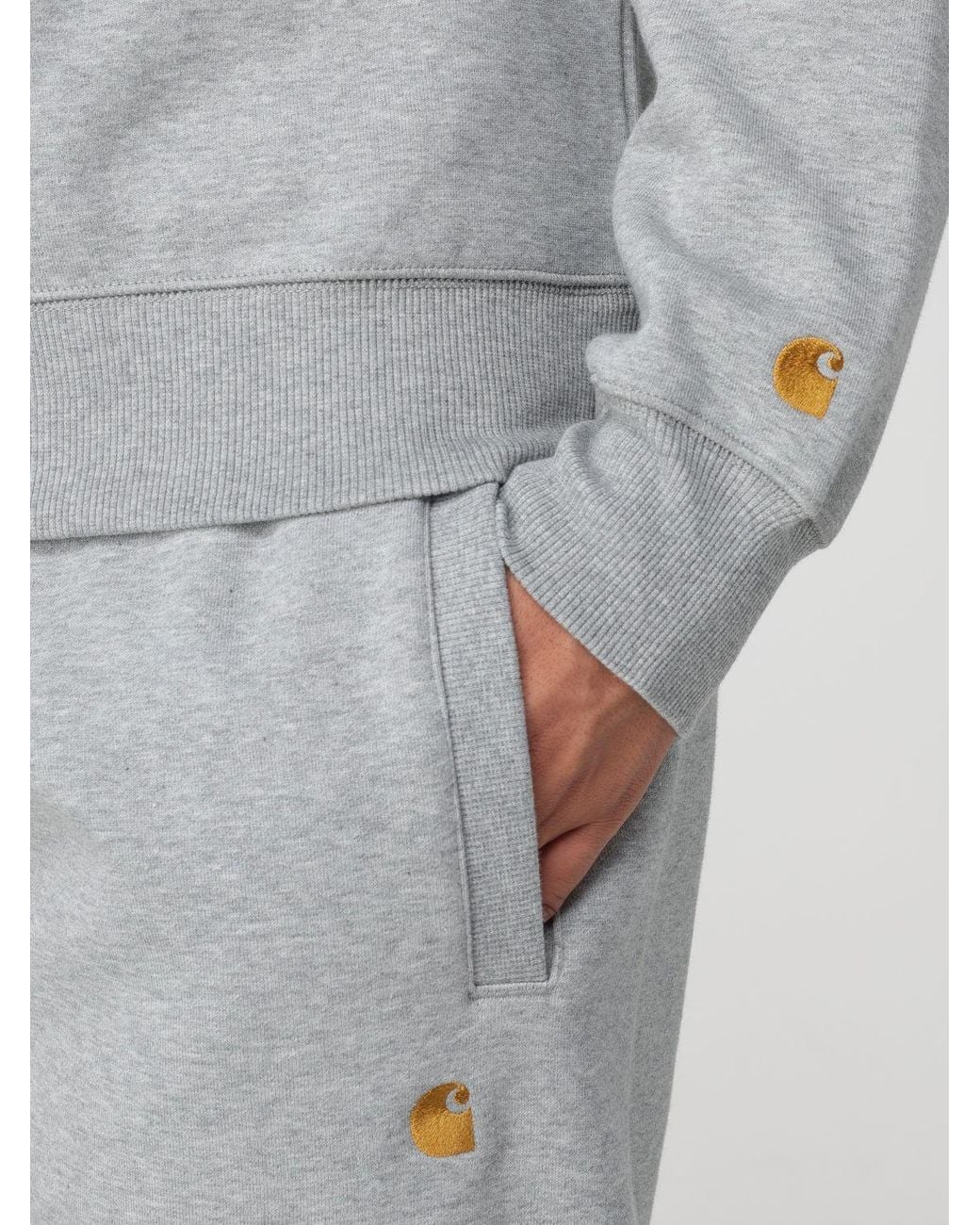 Carhartt Gray Relaxed Fit Solid Color Cotton Crewneck Sweatshirt With Dropped Shoulders for men