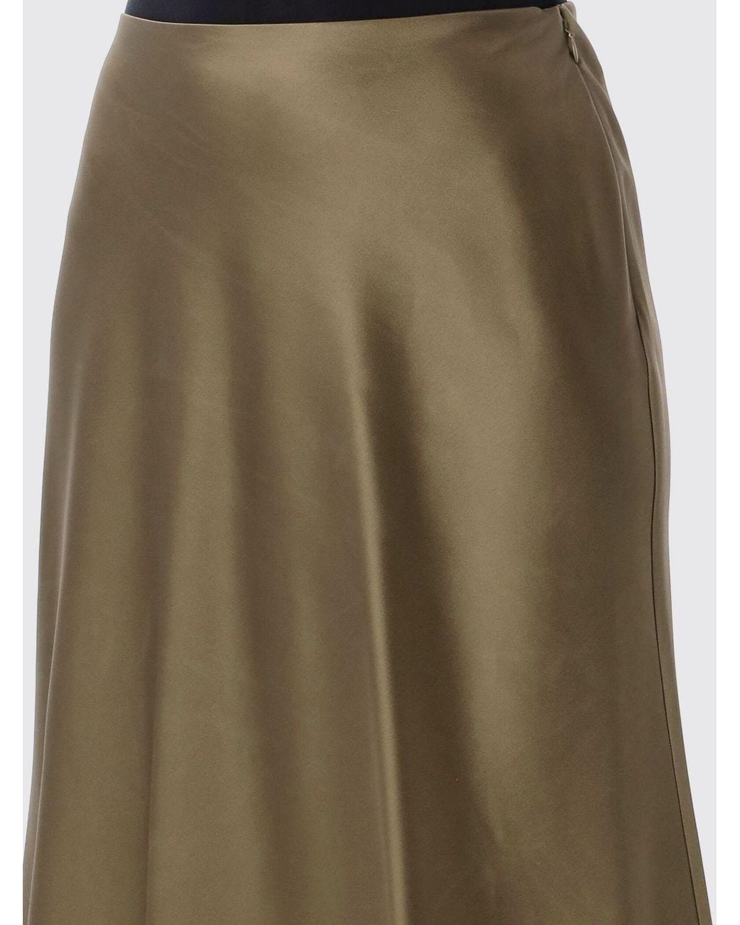 Ralph Lauren Green A-Line Long Satin Skirt With Train And High Waist