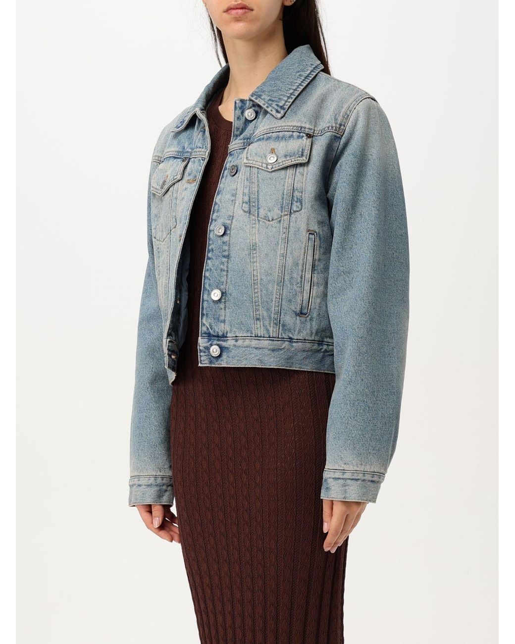 Victoria Beckham Blue Cropped Denim Jacket