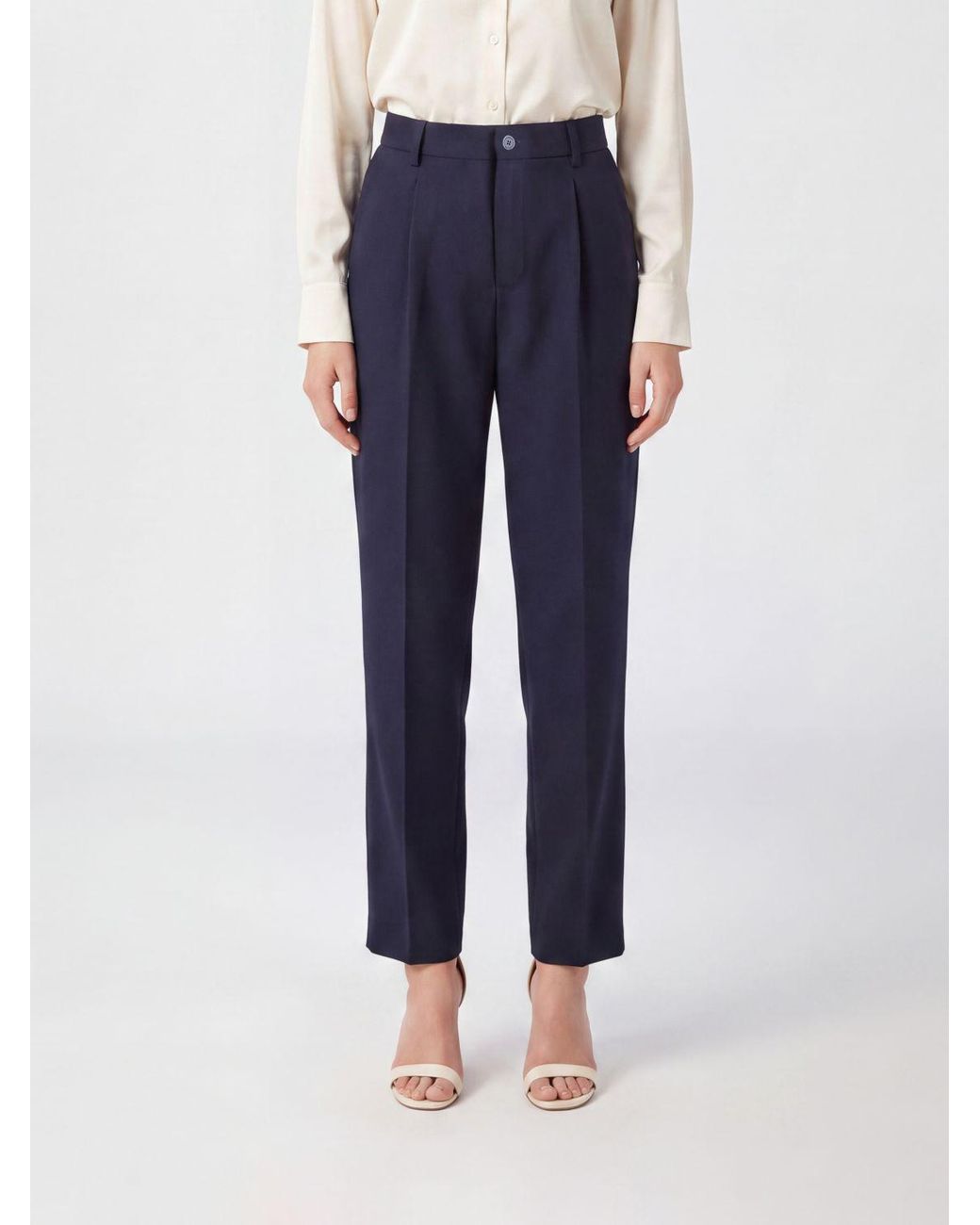 Semicouture Blue High-Waisted Straight Trousers