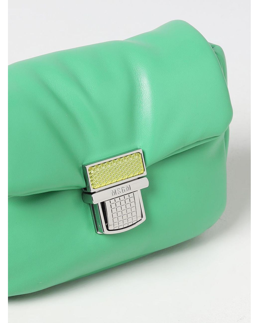 MSGM Green Bag In Synthetic Nappa Leather