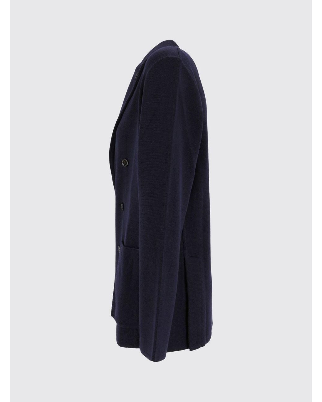 Lardini Blue Double-Breasted Virgin Wool Blazer With Peak Lapels for men