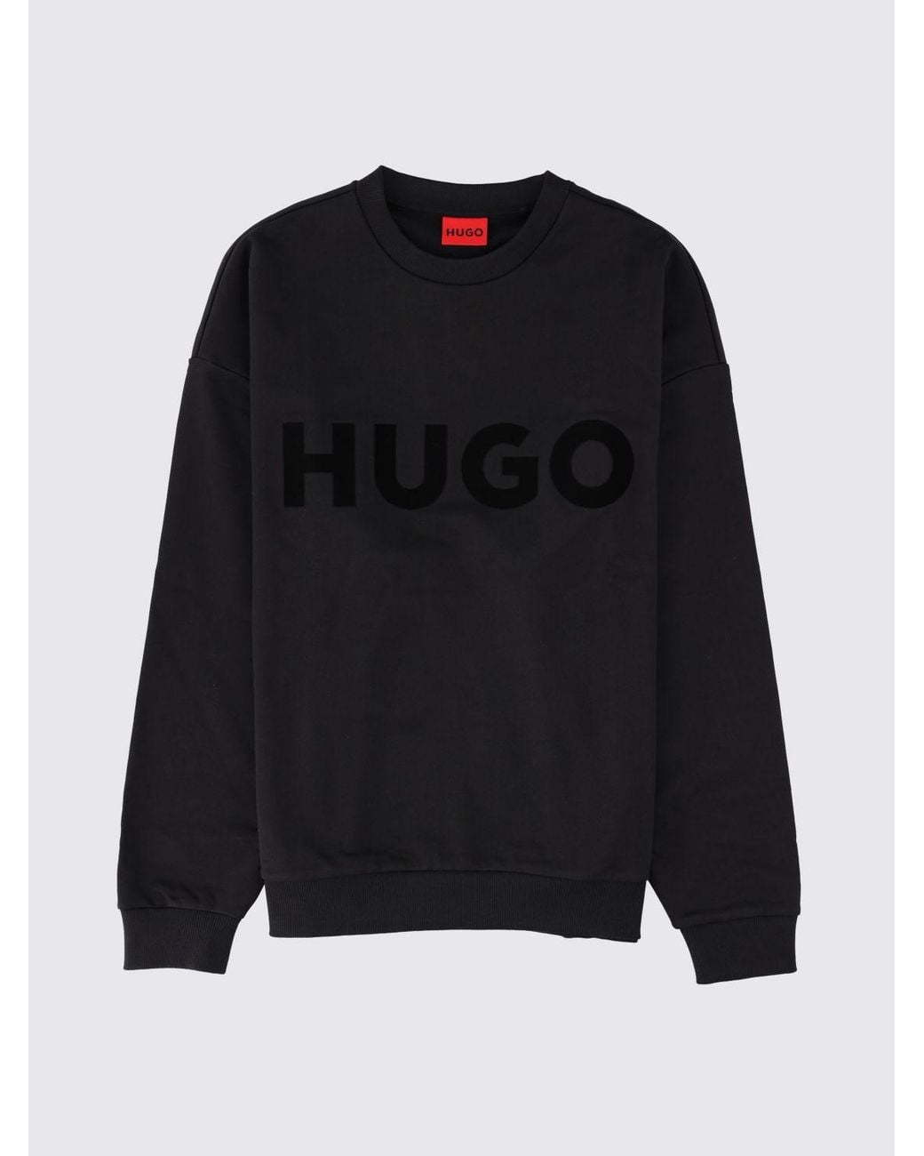 HUGO Blue Crewneck Cotton Sweatshirt With Long Sleeves And Tone-On-Tone Logo for men
