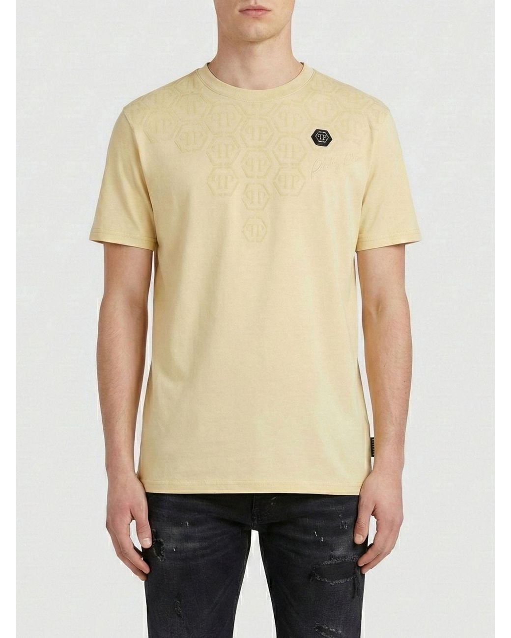 Philipp Plein Natural Cotton T-Shirt With Pp Monogram for men