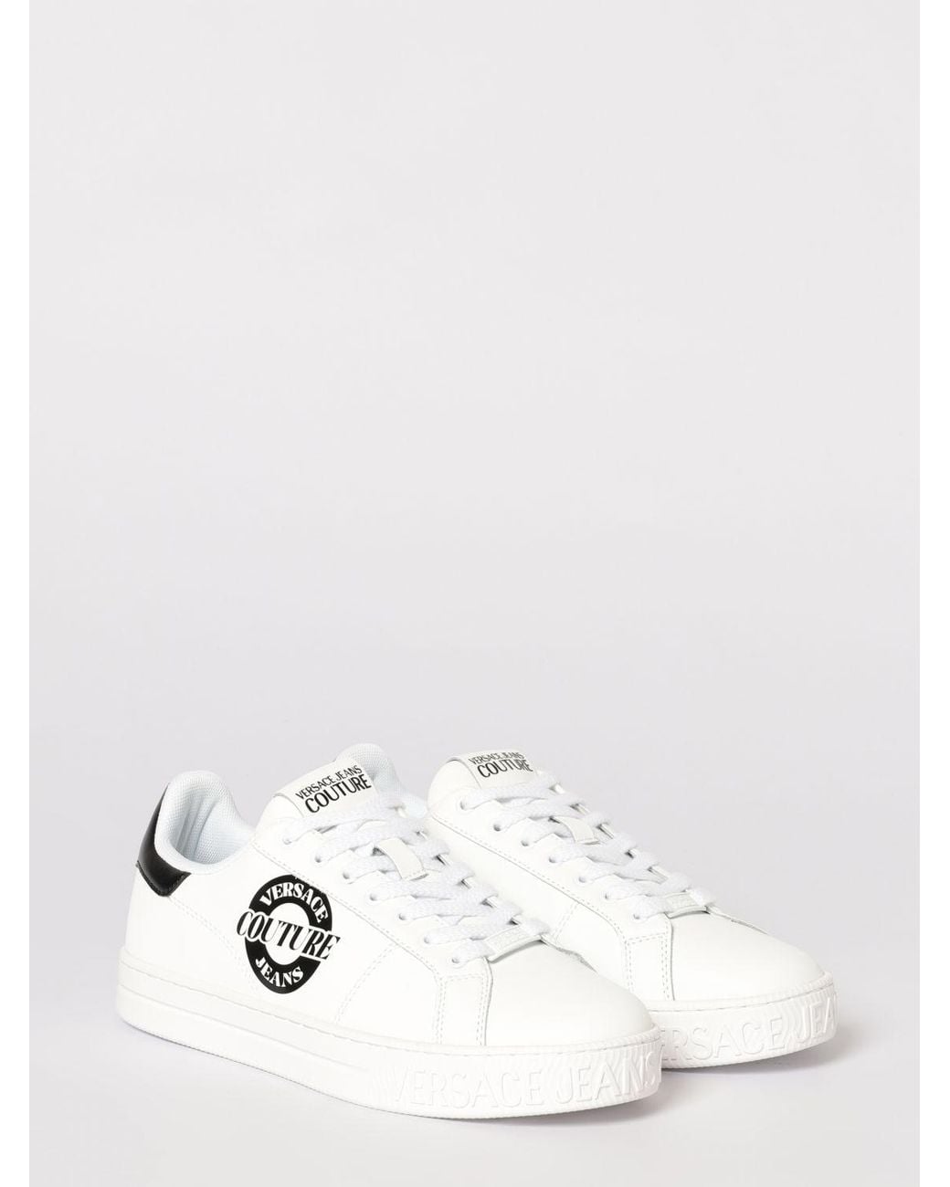 Versace Jeans Couture White Leather Sneakers With Logo for men