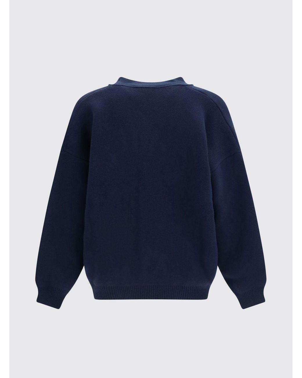 Laneus Blue V-Neck Wool Cardigan With Button Closure for men
