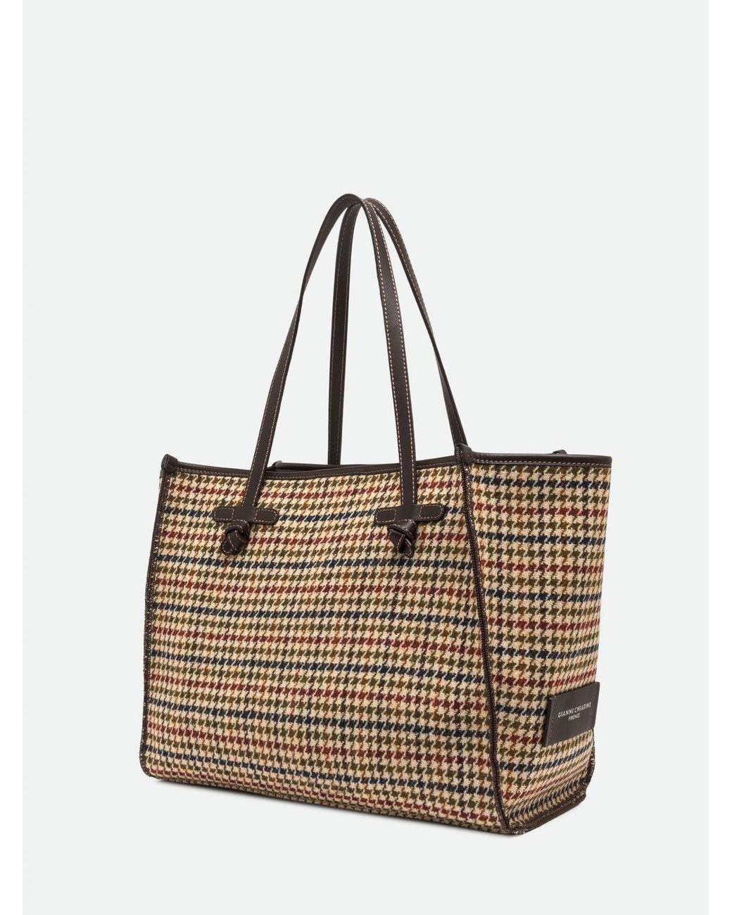 Gianni Chiarini Natural Marcella Houndstooth Wool-Blend Shoulder Bag
