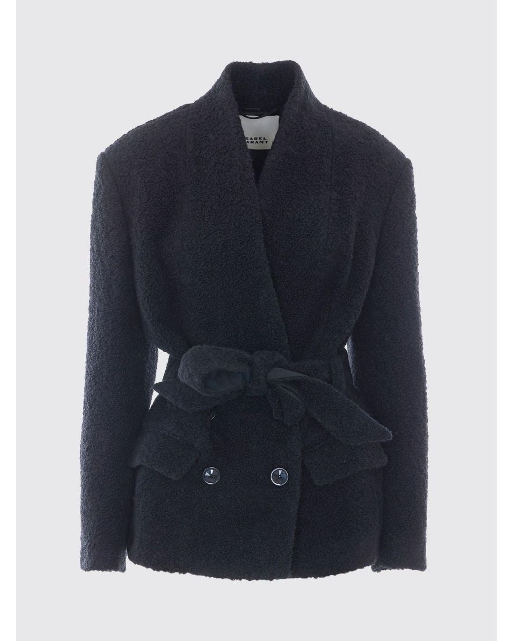 Isabel Marant Blue Double-Breasted Wool And Alpaca Short Coat With Belt