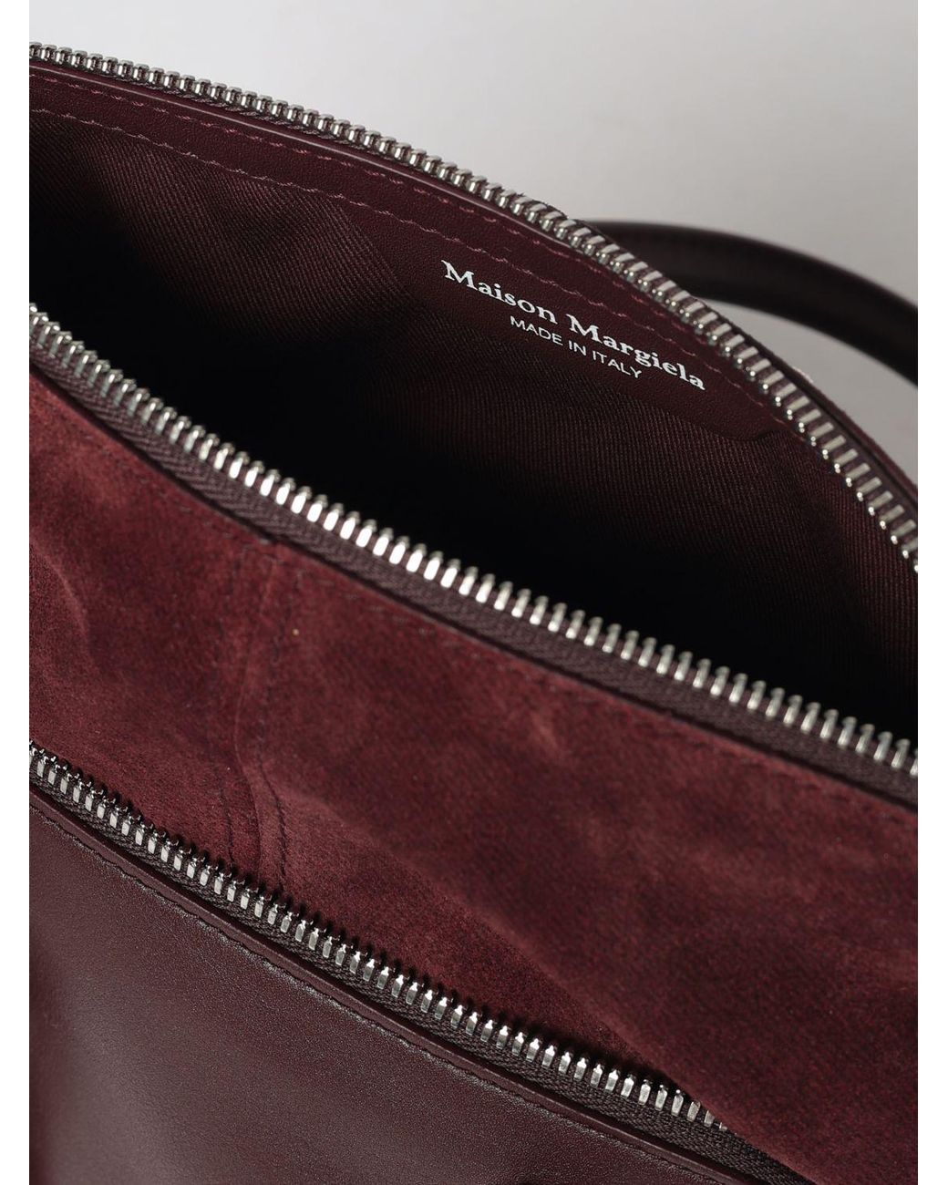 Maison Margiela Purple 5Ac Calfskin And Suede Handbag With Charm