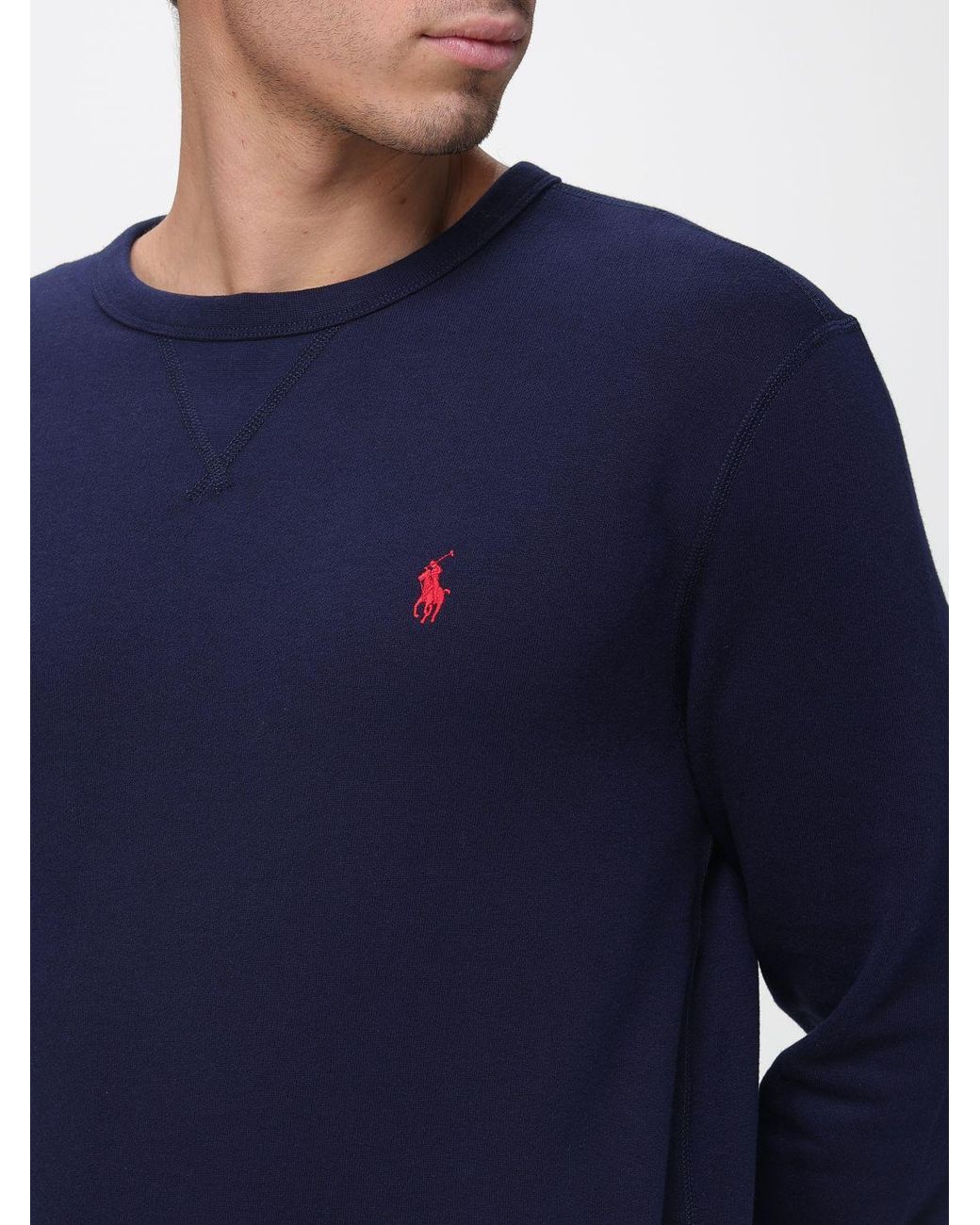 Polo Ralph Lauren Blue Cotton Crew-Neck Sweatshirt With Pony Logo for men