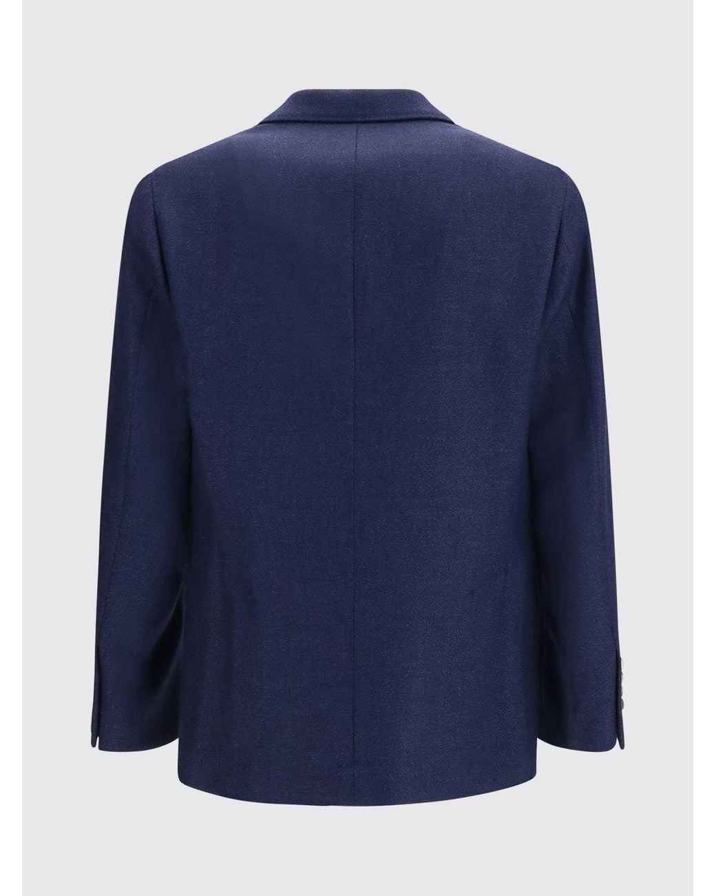 Brunello Cucinelli Blue Single-Breasted Pure Wool Blazer With Lapels And Flap Pockets for men