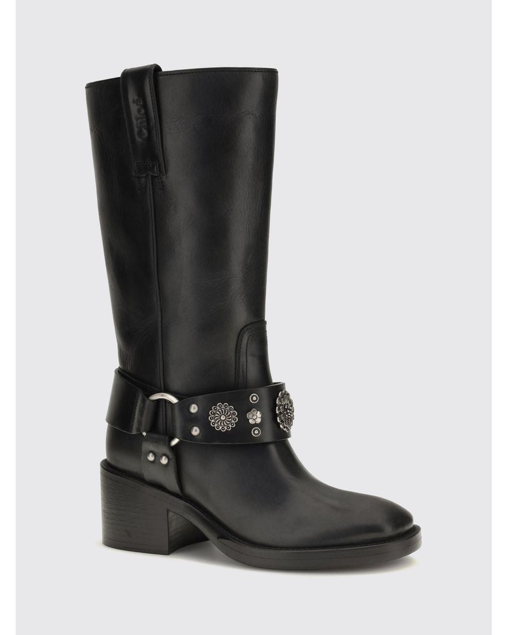 Chloé Black Chlo&Eacute Dakota Studded And Embroidered Calf Leather Biker Boots