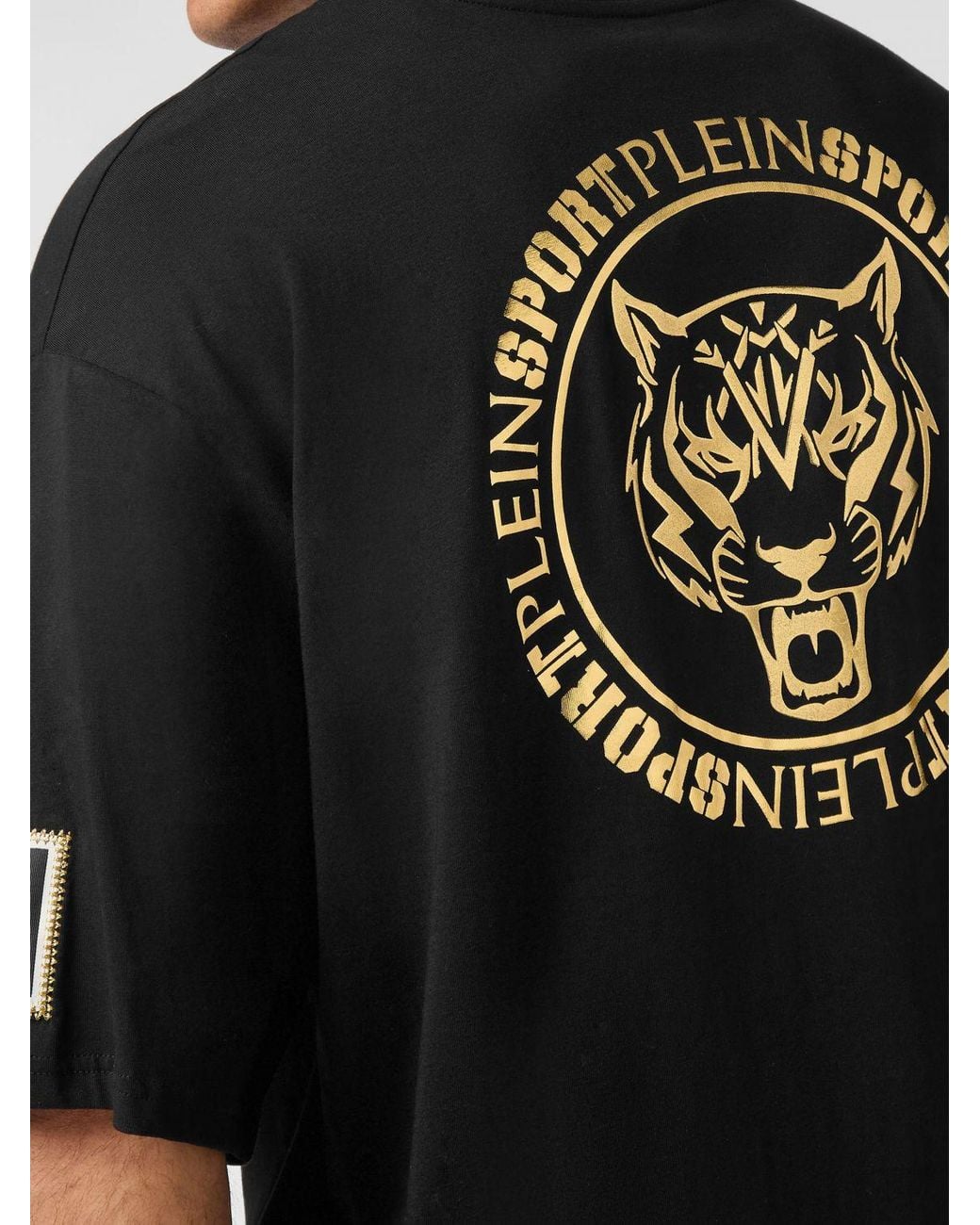 Philipp Plein Black Jersey T-Shirt With Back Laminated Logo Print for men
