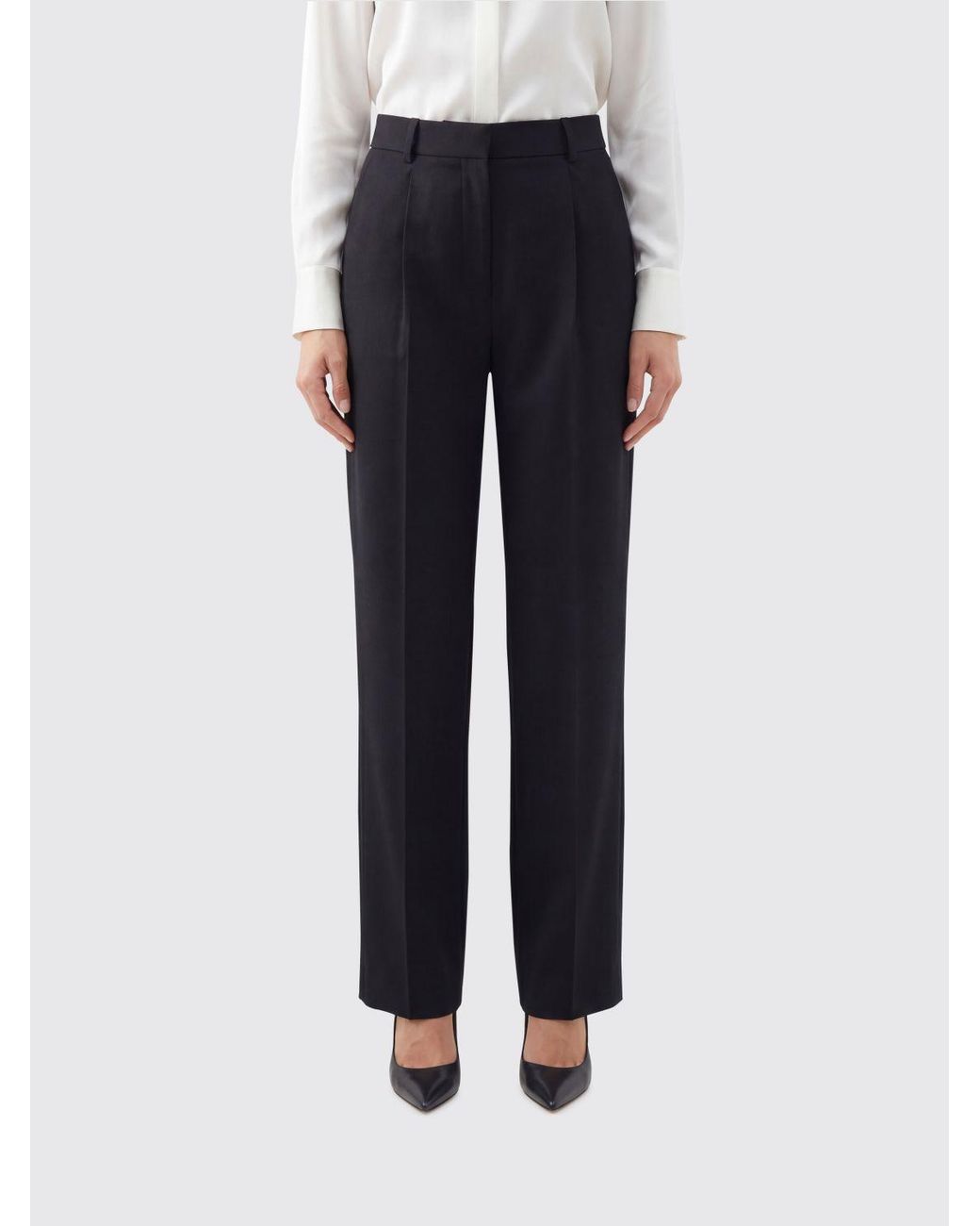 Victoria Beckham Blue Virgin Wool Blend Tailored Trousers