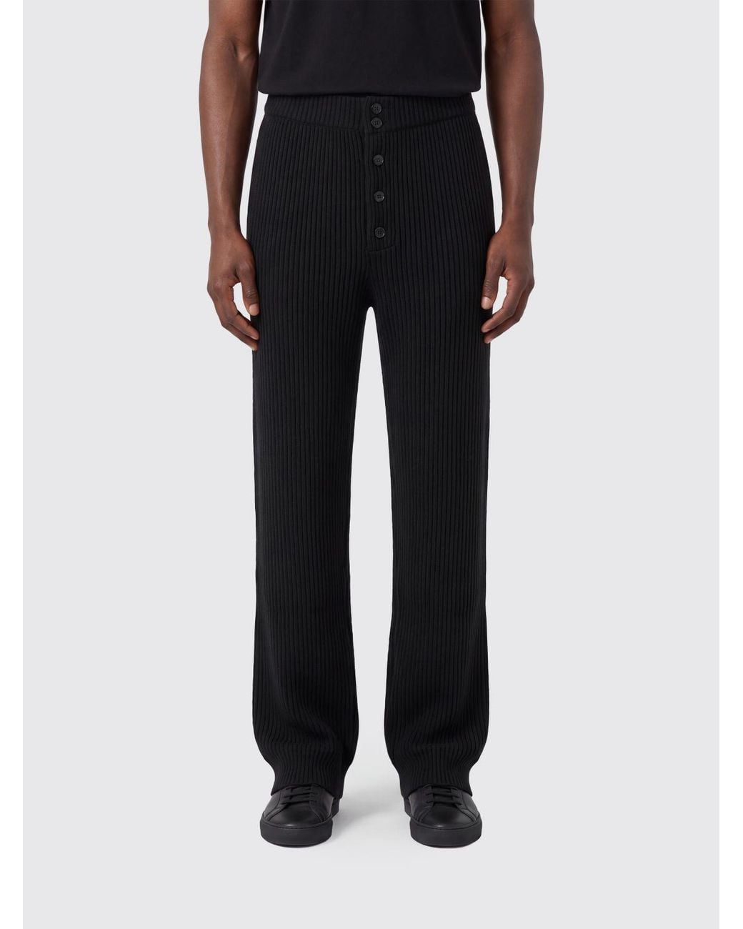 Dries Van Noten Black Slim-Fit Ribbed-Knit Wool Trousers With Elasticated Waist for men