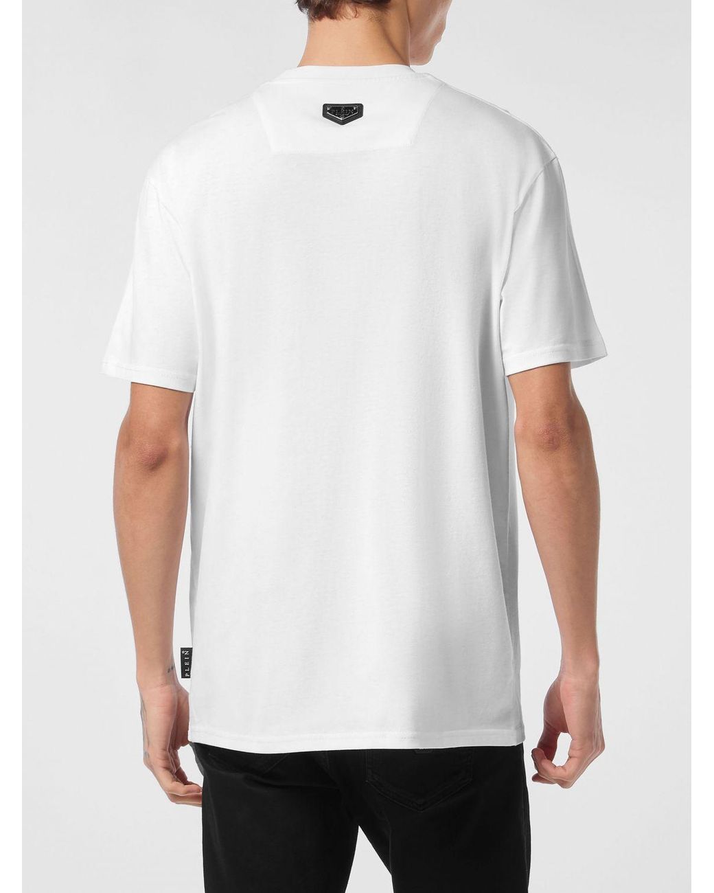 Philipp Plein White Dropped Shoulder Teddy Bear Print Cotton T-Shirt for men