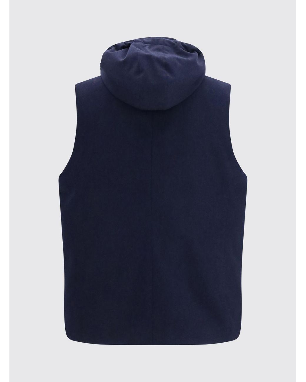 Brunello Cucinelli Blue Padded Wool Vest With Detachable Hood for men