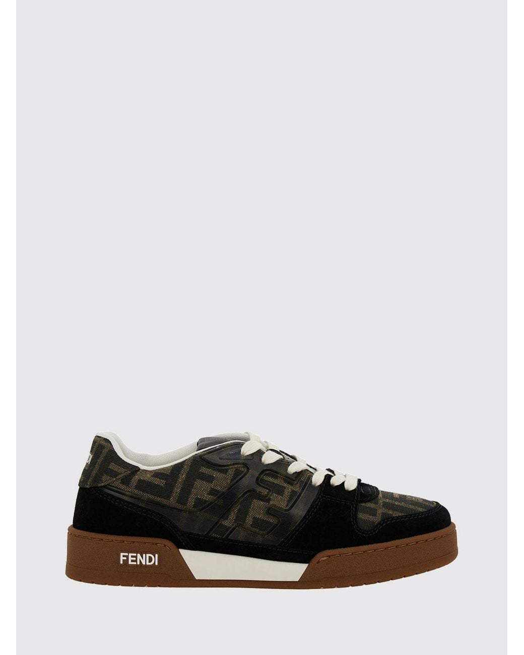 Fendi White Match Suede And Ff Monogram Jacquard Sneakers