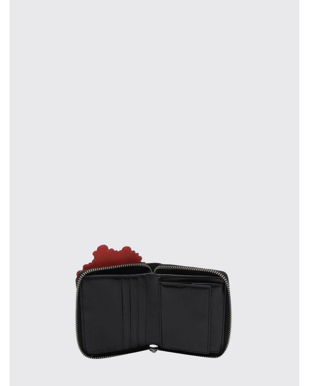 Marc Jacobs White Leather Wallet With Graphic Print And Zip Closure