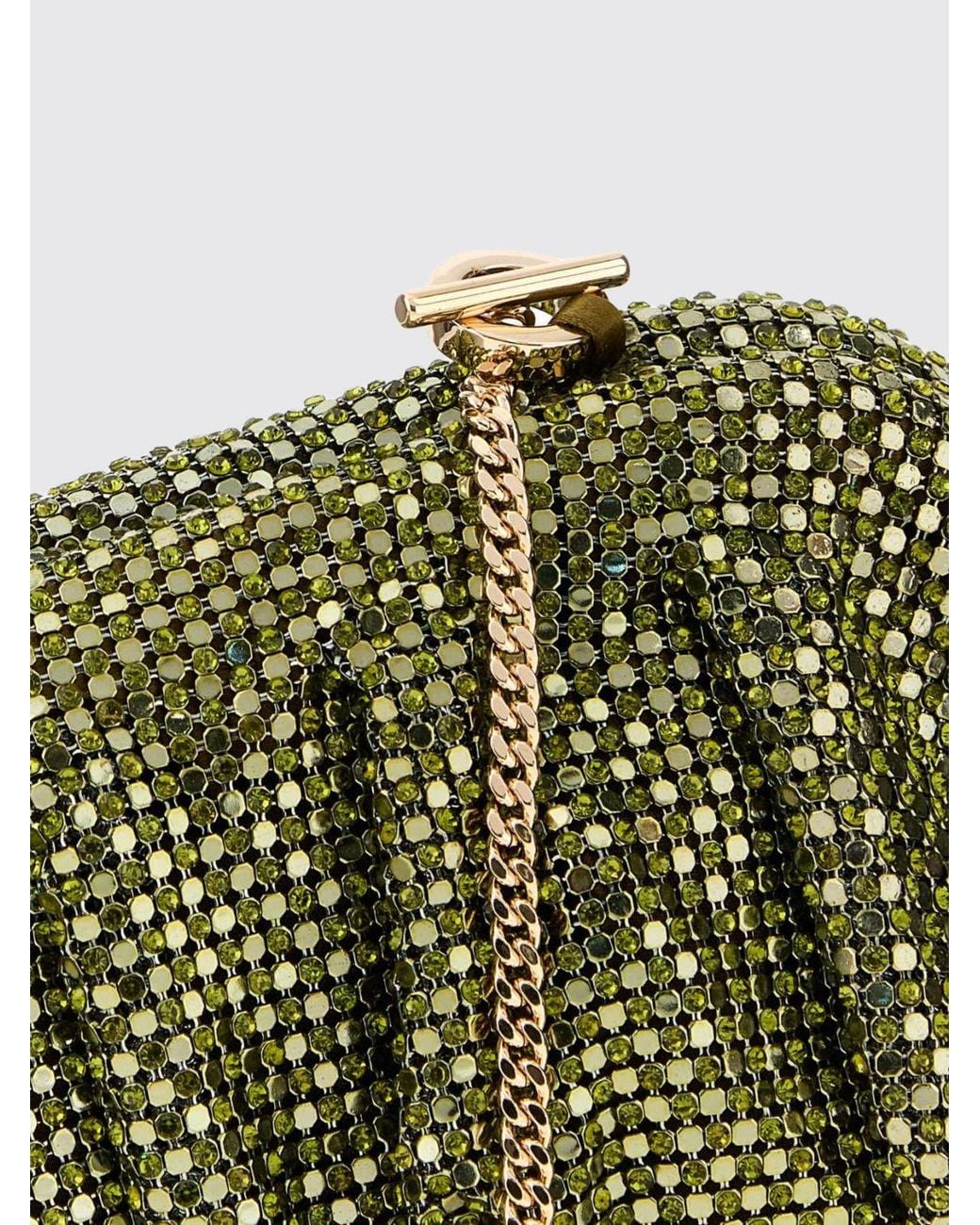 Benedetta Bruzziches Green Venus La Grande Rhinestone Aluminum Mesh Clutch