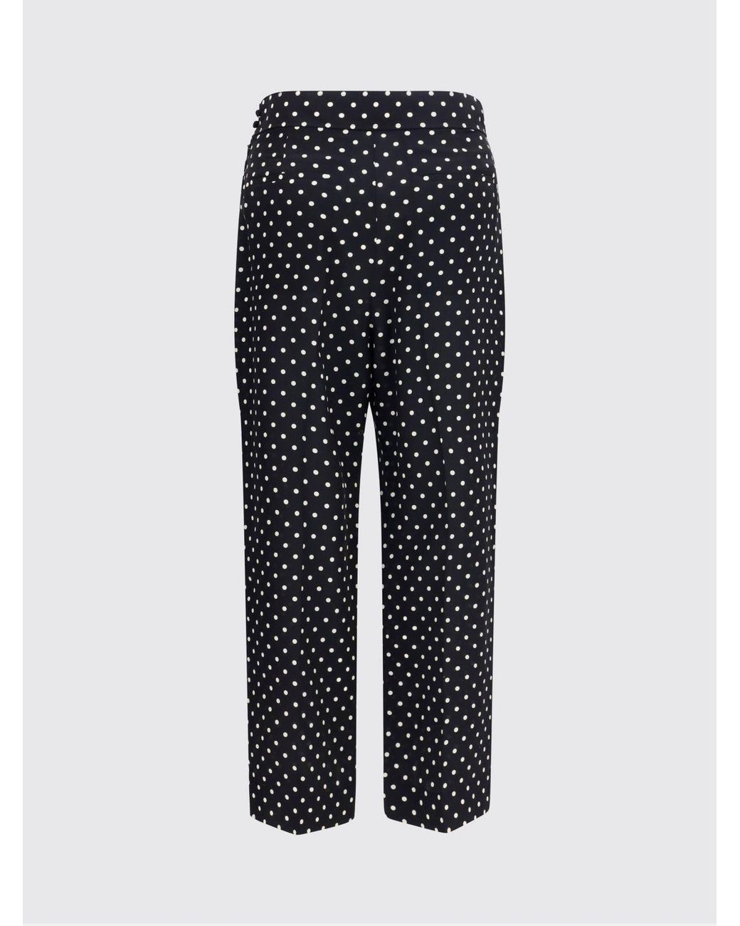 Valentino Garavani Black High-Waisted Cropped Silk Pants With Polka Dot Print
