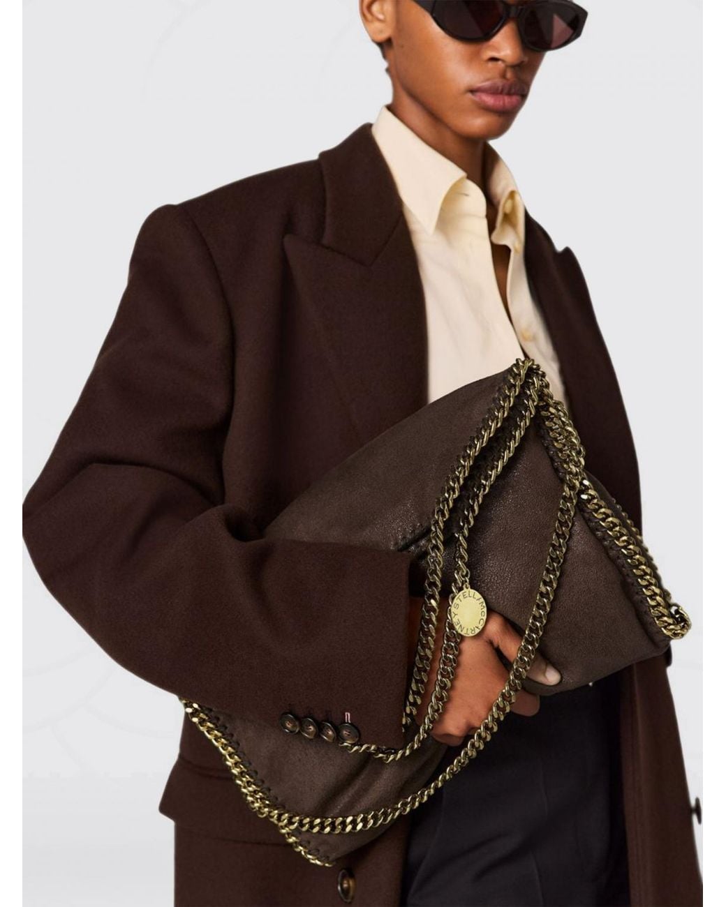 Stella McCartney Brown Falabella Eco Alter Mat Tote Bag With Chain Trims